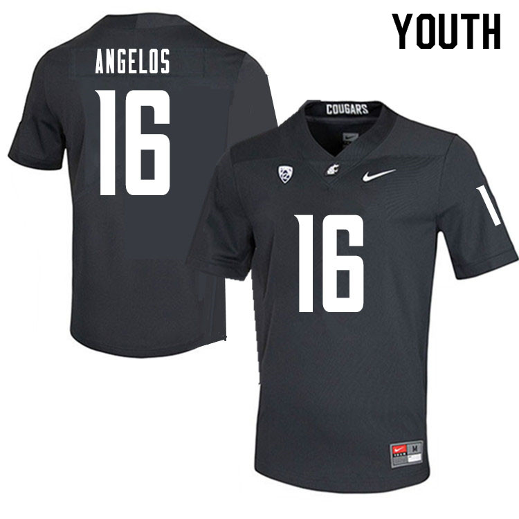 Youth #16 Aaron Angelos Washington State Cougars College Football Jerseys Sale-Charcoal